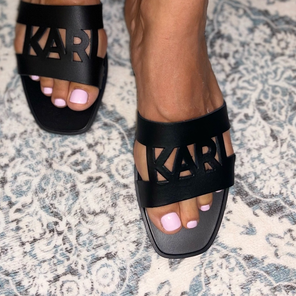 Karl Lagerfeld Black Logo Slides